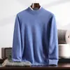 Suéter de Cachemira 100% Puro para Hombre con Cuello Alto Medio 2026 Otoño/Invierno Nuevo Suéter de Punto Holgado de Cachemira para Hombre