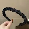 Faixa de cabeça fina plissada de cetim de seda para mulheres, faixa de cabelo de coroa alta, para uso diário, com dentes, antiderrapante, acessório de cabeça para lavar o rosto