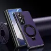 Adequado para Capa de Celular Samsung Zfold7, Nova Capa Protetora Anti-Queda Magnética com Suporte para Eixo Central da Tela Dobrável, Estilo Executivo
