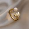 Anillo abierto de perla con lazo de circón de lujo ligero, exquisito brazalete elegante de moda para dedo índice de alto sentido, venta al por mayor de fábrica