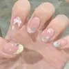 Nuevas tiras de arte de uñas listas para usar al por mayor redondas cortas estilo coreano lunares coloridos rosa nude lindo femenino arte de uñas