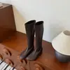 Botas elásticas Primavera/Otoño 2026, botas de moda ajustadas, botas de caña alta de nuevo estilo, ropa retro para exteriores, puntera redonda para mujer, con altura interior que aumenta, botas largas
