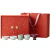 Tazas de Té Culturales y Creativas Chinas de Moda, Tazas de Maestro de los Cinco Hornos Famosos, Caja de Regalo para Taza de Té, Caja de Regalo Souvenir, Regalos para Eventos y Reuniones Anuales para Empleados y Clientes