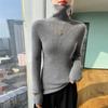 Suéter de Punto para Mujer de Primera Línea, Cuello Alto, Mezcla de Lana Otoño e Invierno, Ajustado, Color Sólido, Prendas de Punto para Llevar Debajo, Versátil