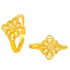Set de Joyería Étnica Chapado en Oro de Xinjiang con Collar y Anillo de Nudo Chino Hueco Cepillado, Joyería de Alta Gama