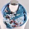 Fonte de origem primavera novo lenço floral pequeno bicolor europeu e americano de fio Bali estampado lenço longo feminino