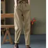 Calças casuais novas com forro de fleece sem caxemira cintura elástica calças estilo harém finas cor sólida moda outono e inverno calças longas femininas