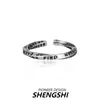 Anillo Mobius Retro de Alta Gama de Nicho Estilo Coreano Grabado con Letras Inglesas, Abierto, Personalizado, Anillo Versátil para Mujeres