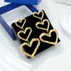 Brincos Empilhados Dourados em Formato de Coração, Modernos e Luxuosos, Brincos Tendência com Personalidade, Brincos Femininos Fundidos em Aço Titânio