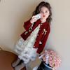 Conjunto de Suéter con Lazo para Niña Otoño 2025 Nueva Moda Dulce Falda de Pastel para Bebé Conjunto de Dos Piezas