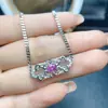Venta al por mayor de fábrica Popular Pulsera de Zafiro Rosa Natural Plata S925 Incrustada Piedra Principal 4*6 Joyería de Lujo Venta Directa de Fábrica