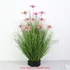 Pilha de palha decoração de flores artificiais decoração de sala de estar grama de cebola planta falsa flor em vaso planta verde flor falsa pinha crisântemo