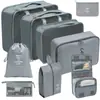 Set organizador de viaje premium, incluye 11 piezas: bolsas para guardar ropa, bolsas con cordón, bolsas para cosméticos y artículos de tocador, y bolsas de malla plegables para almacenamiento