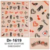 Redanco5D Relieve Popular Pegatinas para Uñas Día de San Valentín Amor Estéreo Pegatinas para Uñas Dr1619