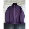 Jaqueta Masculina Azul Escuro Corte Diagonal Americana Silhueta Oversized Primavera Tendência Marca Gola Alta Jaqueta Baseball 2026 Jaqueta Bomber