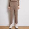 Pantalones de Cachemira Engrosados con Ranuras para Mujer Otoño e Invierno 2023 Color Sólido Punto de Sésamo Cintura Alta de Punto Casual con Bolsillo