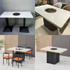 Mesa de Jantar e Cadeiras em Pedra Sinterizada com Borda Envolvente para Catering Comercial, Mesa Combinada para Restaurante, Loja de Macarrão, Churrascaria, Lanchonete