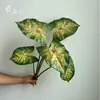 Flores Artificiales de Gran Venta Transfronteriza: Semillas de Hojas de Caladio de Colores de 7 Ramas, Caladio de Hoja Grande, Semillas de Caladio Bicolor, Flores de Maceta de Cuatro Estaciones, Flores Artificiales