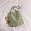 Bolso de lona a cuadros de gran capacidad estilo coreano, bolsa de compras, bolso de hombro para estudiante, mochila escolar, bolso tote retro, bolso de mano de moda