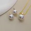 Pendientes de Perla de Princesa con un Toque de Lujo, Gris Plateado, Tachuelas de Perla Simples y Versátiles, Juego de Colgante de Nácar para Mujer, Transmisión en Vivo