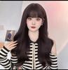 [Flor da Fortuna Humana] Perucas de Coco Pintadas Agita com Cabelo Longo e Cacheado Feminino Natural Coreano Moda Grande Onda Headgear