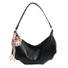 Bolsa de mão feminina transfronteiriça, bolsa de ombro plissada, bolsa casual em forma de meia-lua, nova coleção Hengeng, bolsa de ombro/transversal simples e de grande capacidade