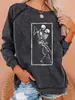 Serie de Cráneos de Halloween Nueva Divertida Impresión de Espacio de Viaje con Calavera Sudadera con Capucha de Cuello Redondo Manga Larga Otoño