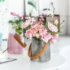Vaso Grande de Vidro Transparente Embossado com Alça para Arranjo de Flores, Flores Secas e Hidroponia, Adequado para Rosas e Cravos, Decoração de Hall de Entrada, Flores Secas