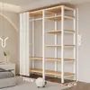 Arara de Roupas de Chão Guarda-Roupa Aberto para Quarto Prateleira de Metal Aço para Hall de Entrada Prateleira de Armazenamento de Roupas para Pendurar Montagem