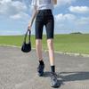 Tiro Real Shorts Rectos de Mezclilla para Mujer 2022 Nuevos de Cintura Alta Elásticos Adelgazantes Rapped Rapped Pantalones de Montar Modernos