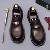 Mocasines de piel para hombre sin cordones, piel de vaca de capa superior, piel genuina para oficina de negocios, suela gruesa, zapatos casuales de negocios para commuting para hombre