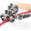 Contas de resina com furo grande, listradas coloridas, formato de barril, 10*12mm, contas arco-íris, cor de doce, diâmetro interno do furo 6mm, acessórios para joias DIY