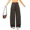 Calça de trabalho larga da moda feita sob medida para mulheres, novo estilo outono, cintura alta, com caimento elegante, efeito emagrecedor e bolsos grandes, estilo casual