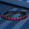 2025 Huabi Joias Europeu e Americano Retrô Corindo Artificial Luxo Acessível Pulseira Totalmente Diamantada Ouro Negro Pulseira Pedra Heroína 4mm