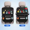 Bolsa de almacenamiento linda de dibujos animados para respaldo de asiento, organizador multifuncional para asiento de coche, protector anti-suciedad para asiento trasero, protector anti-patadas, cuero