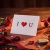 Tarjeta de felicitación con confesión de amor estampada en oro estilo Ins, Tarjeta de felicitación de electrocardiograma en inglés, Tarjeta plegable de bendición para regalo del Día de San Valentín