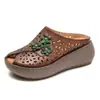 Sandálias de Salto Anabela com Solado Grosso, Bico Aberto, Respiráveis, Nova Moda Verão 2025, Estilo Étnico, Casuais, Versáteis, Tendência, Sapatos Femininos
