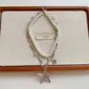 Colar com pingente de estrela-do-mar de metal, estilo doce e descolado, corrente para clavícula em camadas de contas, estilo férias na praia, acessório personalizado para mulheres