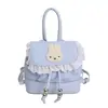Mochila Linda Estilo Girly para Mujer 2026 Nueva Moda Elegante Encaje Bolsa Escolar Pequeña Conejo de Dibujos Animados Mochila de Viaje