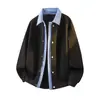 Jaqueta Tricô Oversized Tendência Estilo Americano para Homens e Mulheres, Novo Estilo Primavera e Outono 2026, Falso Duas Peças, Gola Lapela, Caimento Solto