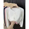 Suéter Cardigan de Punto Trenzado Color Sólido Estilo Francés Dulce para Mujer Primavera Otoño Nuevo Ropa Exterior Versátil Casual para el Trabajo de Alta Gama