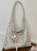 Bolsa de Tecido Tricô Design Vintage de Nicho Moda Étnica Versátil Grande Capacidade Bolsa de Tricô Bolsa de Ombro Único de Alta Qualidade