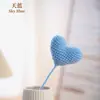Rama de flor individual con forma de corazón tridimensional tejida a mano, arreglo de flores de escritorio tejido con hilo, decoración de regalo para el Día de San Valentín