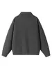 Roupas Masculinas ACU Moletom de cor sólida com gola dobrável, estilo falso duas peças para homens, novo top simples vintage com pequeno decote V para homens, outono e inverno de 2026