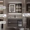 Nuevo Modelo Gabinete de Baño con Lavabo Extra Grande Integrado, Tocador de Baño, Lavabo, Juego de Gabinete con Lavabo de Placa de Roca para Baño