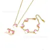 Conjunto de Pulseira, Colar e Brincos de Aço Titânio Popular Transfronteiriço 13mm Trevo de Cinco Folhas, Joias de Trevo de Quatro Folhas 18K Atacado