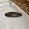 Grampo de cabelo oval de algodão e linho com poá para mulheres, para franja e costeletas, acessório de cabelo BB hairpin