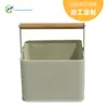 Cesta de Armazenamento de Metal Personalizada com Alça de Madeira, Cesto para Armazenamento de Artigos de Higiene Pessoal do Banheiro, Cesta para Armazenamento de Lanches de Piquenique e Itens Diversos