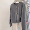 Chaqueta cárdigan de punto de manga larga elegante y versátil de estilo coreano para otoño e invierno al por mayor para mujer para usar como capa exterior