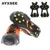 Crampones de Hielo de 10 Dientes para Exteriores, Cubrezapatos, Crampones de Hielo de 10 Picos, Garras de Nieve, Cubrezapatos para Superficies de Nieve y Hielo, Cadenas para Zapatos, Suministros para Países Nevados